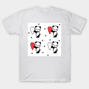 Origami Panda Heart Love T-Shirt